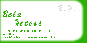 bela hetesi business card